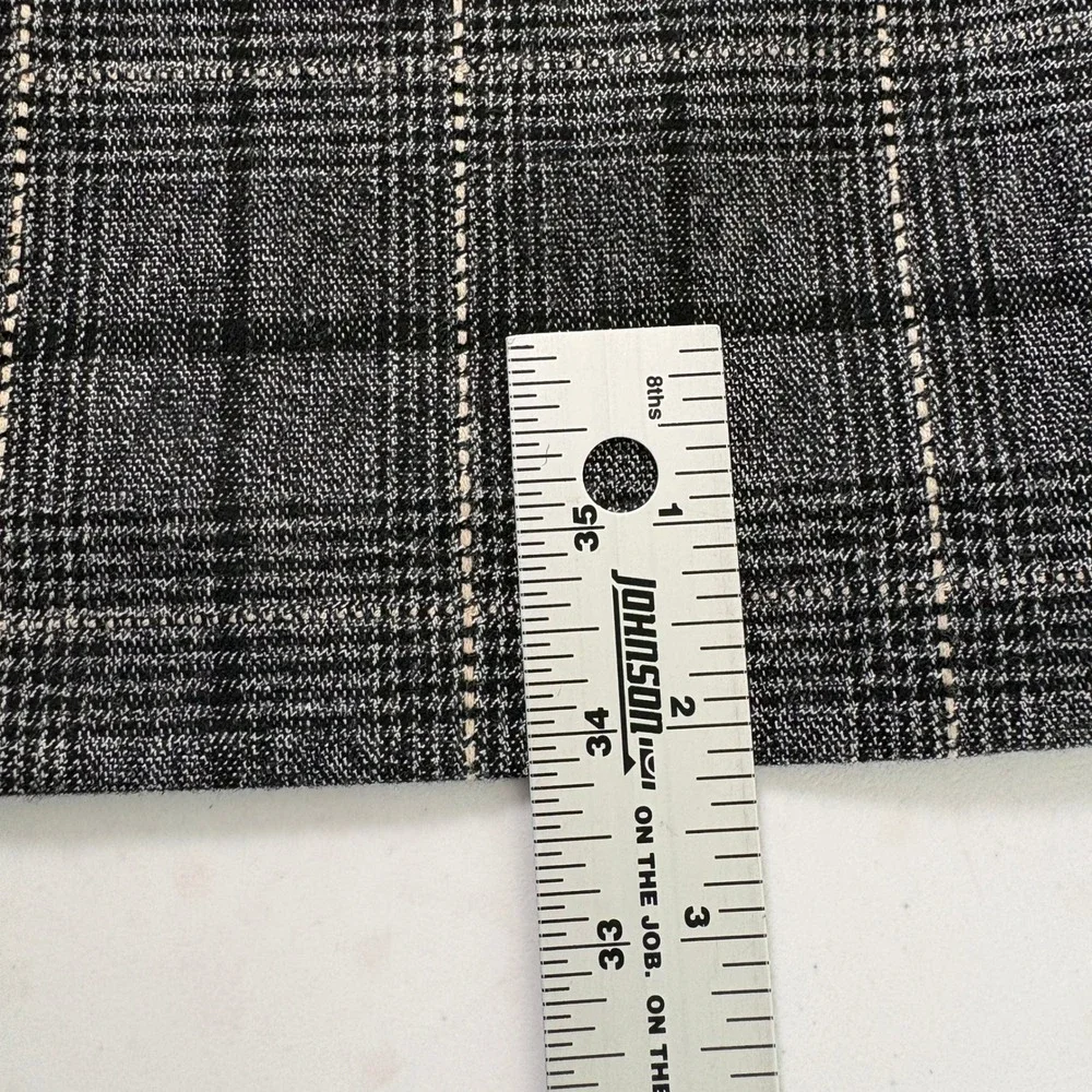 Tahari Sheath Dress Womens 12‎ Grey Plaid Faux Leather Trim Short Sleeve Office